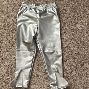 Silver faux leather pants for toddlers
